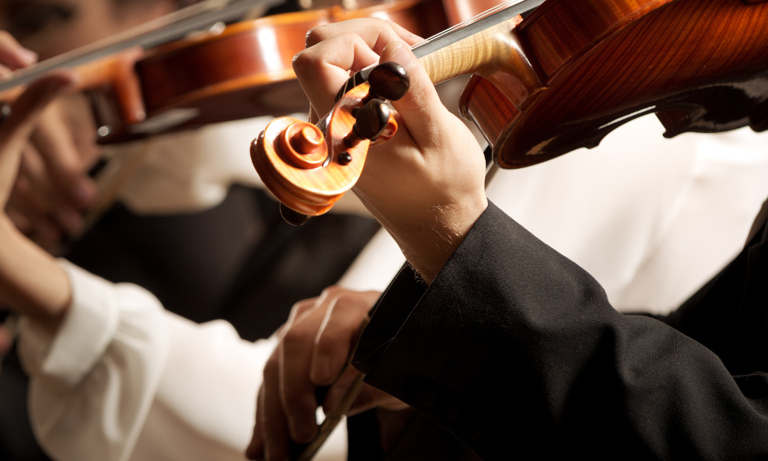 Photo of hands playing violins